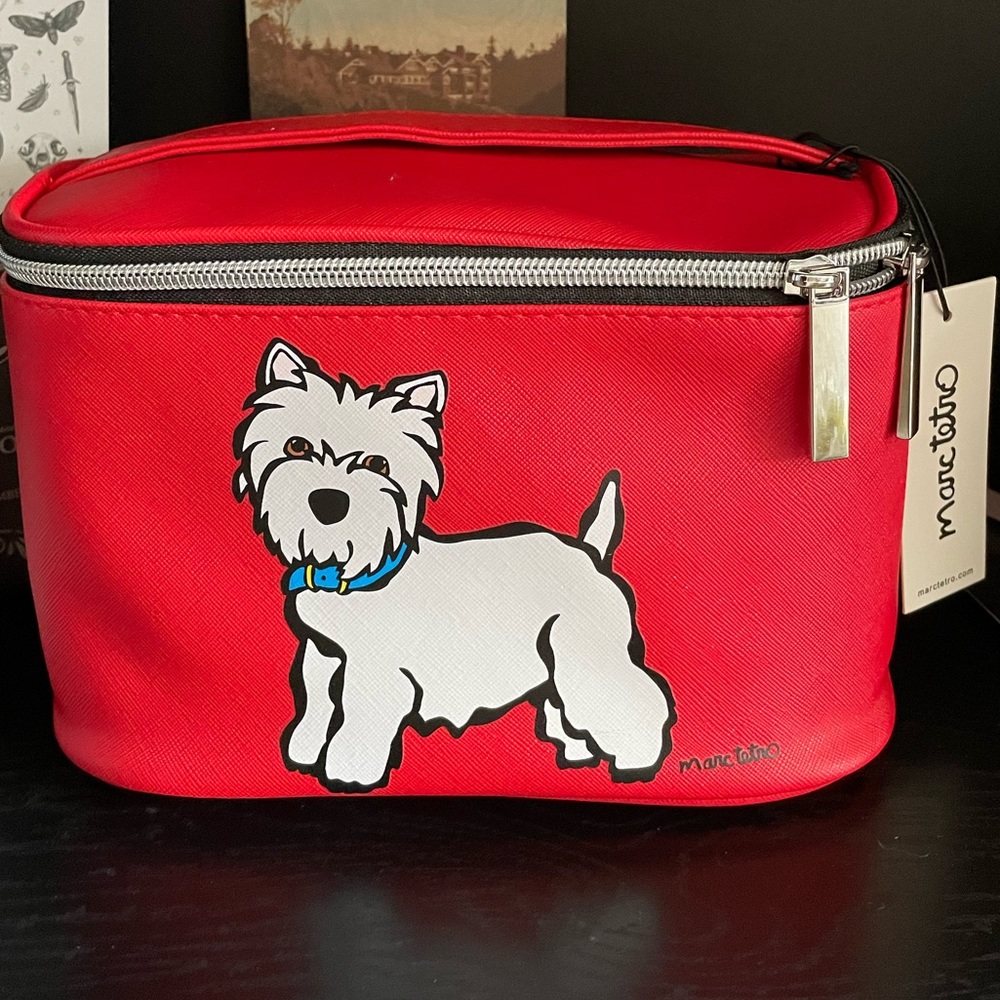 Marc Tetro Westie Terrier Red Cosmetic Bag--New With Tags